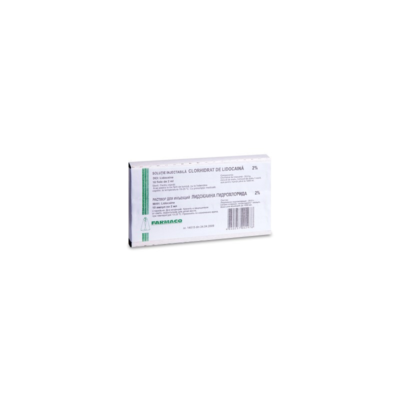 Lidocaina h/ch amp 2% 2ml N10 (Farm