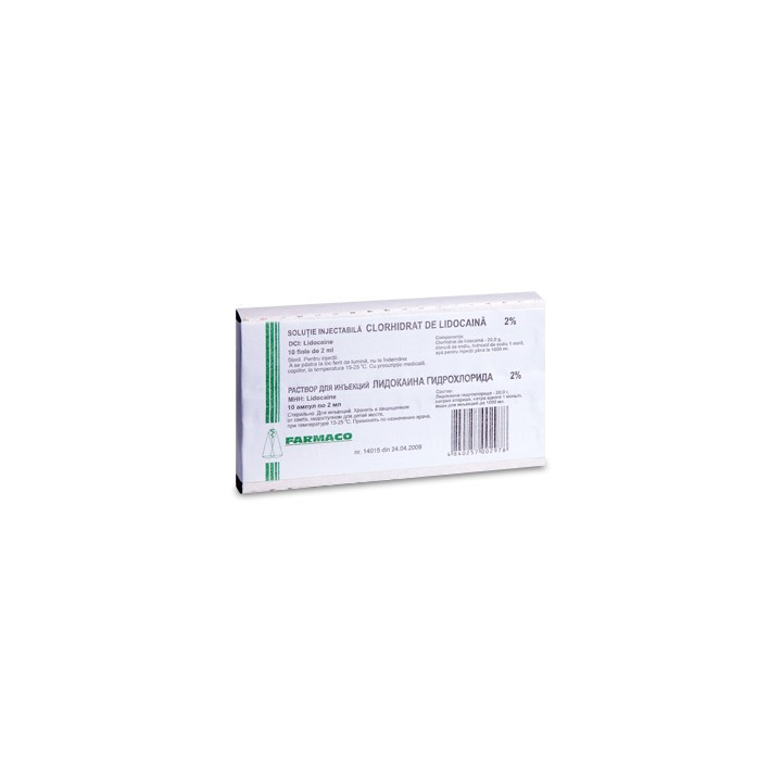 Lidocaina h/ch amp 2% 2ml N10 (Farm